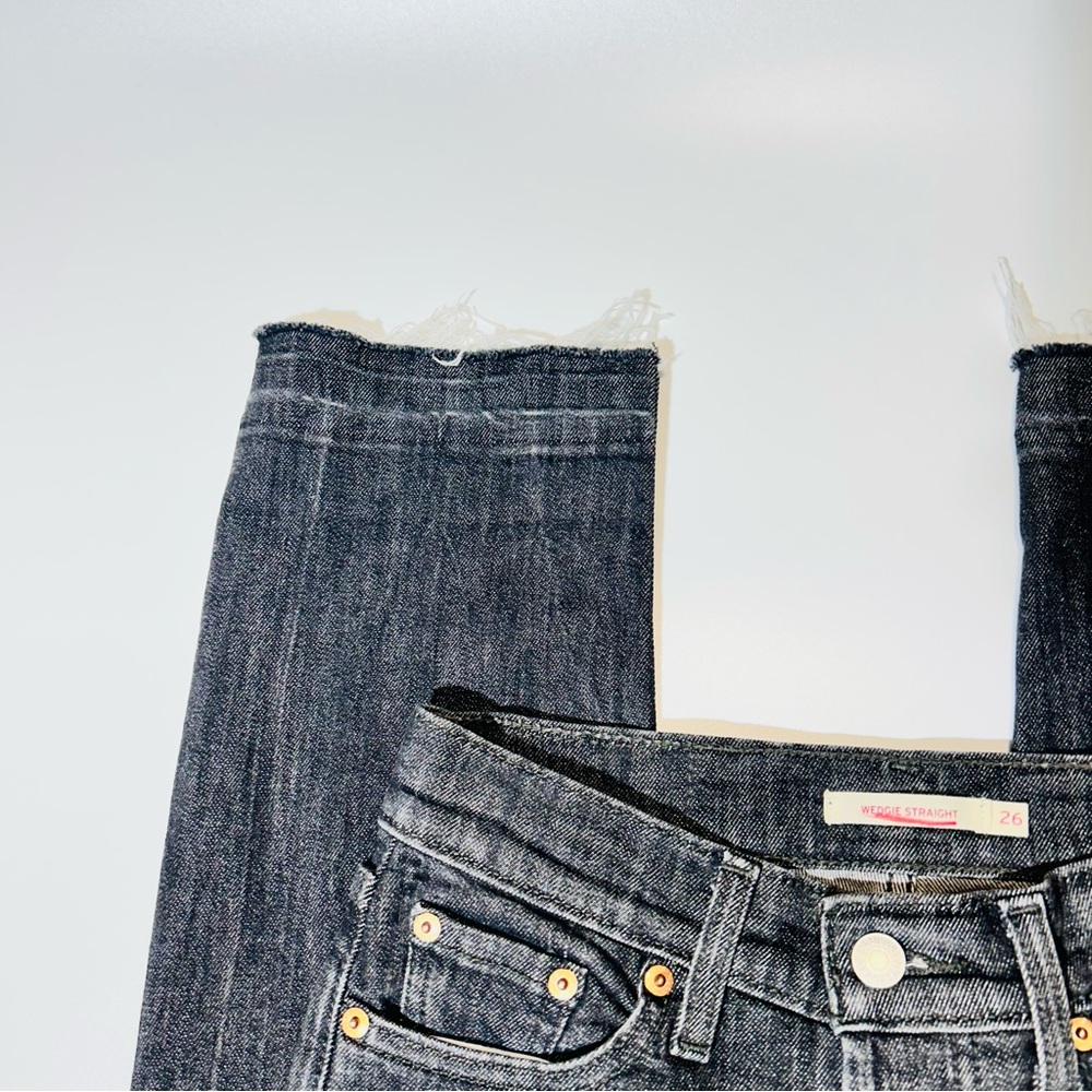 Levi's jeans Wedgie Buttonfly Straight leg jeans dark gray black women size 25 - Picture 7 of 11